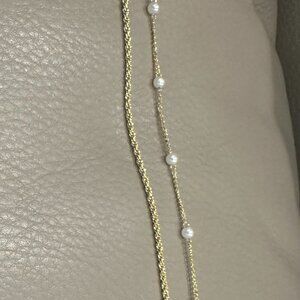 Set of 2 Gold and Pearl Layering Bracelets